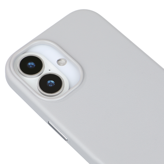 iPhone 17 Gizli Magsafeli Vegan Deri Telefon Kılıfı - Gri