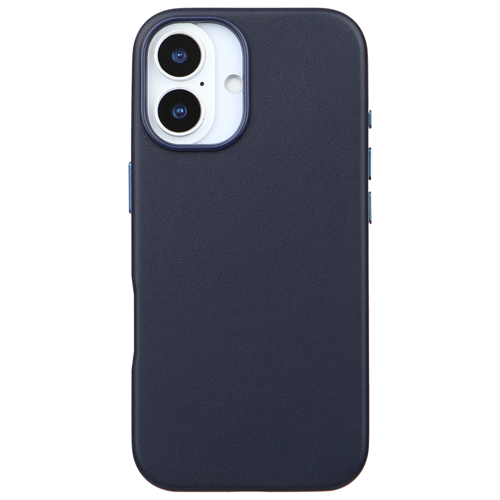 iPhone 17 Gizli Magsafeli Vegan Deri Telefon Kılıfı - Lacivert