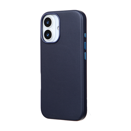 iPhone 17 Gizli Magsafeli Vegan Deri Telefon Kılıfı - Lacivert