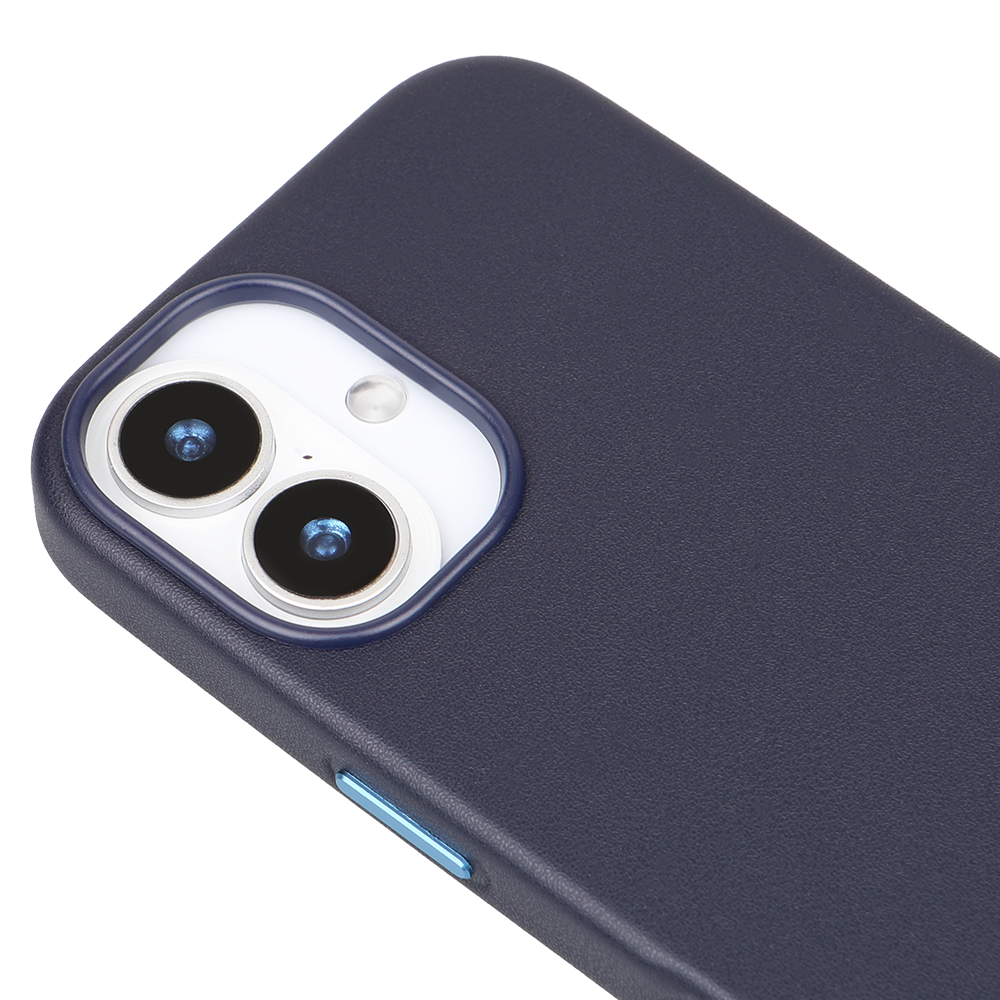 iPhone 17 Gizli Magsafeli Vegan Deri Telefon Kılıfı - Lacivert