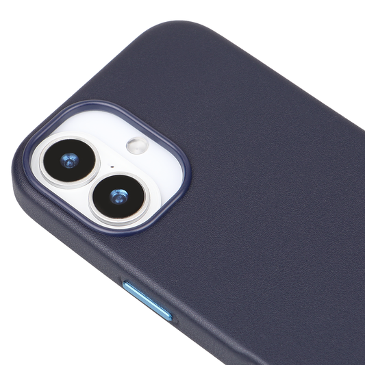 iPhone 17 Gizli Magsafeli Vegan Deri Telefon Kılıfı - Lacivert