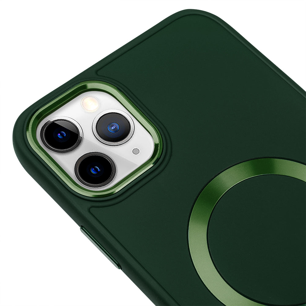 Apple iPhone 11 Pro Max Renkli Magsafe Case Haki