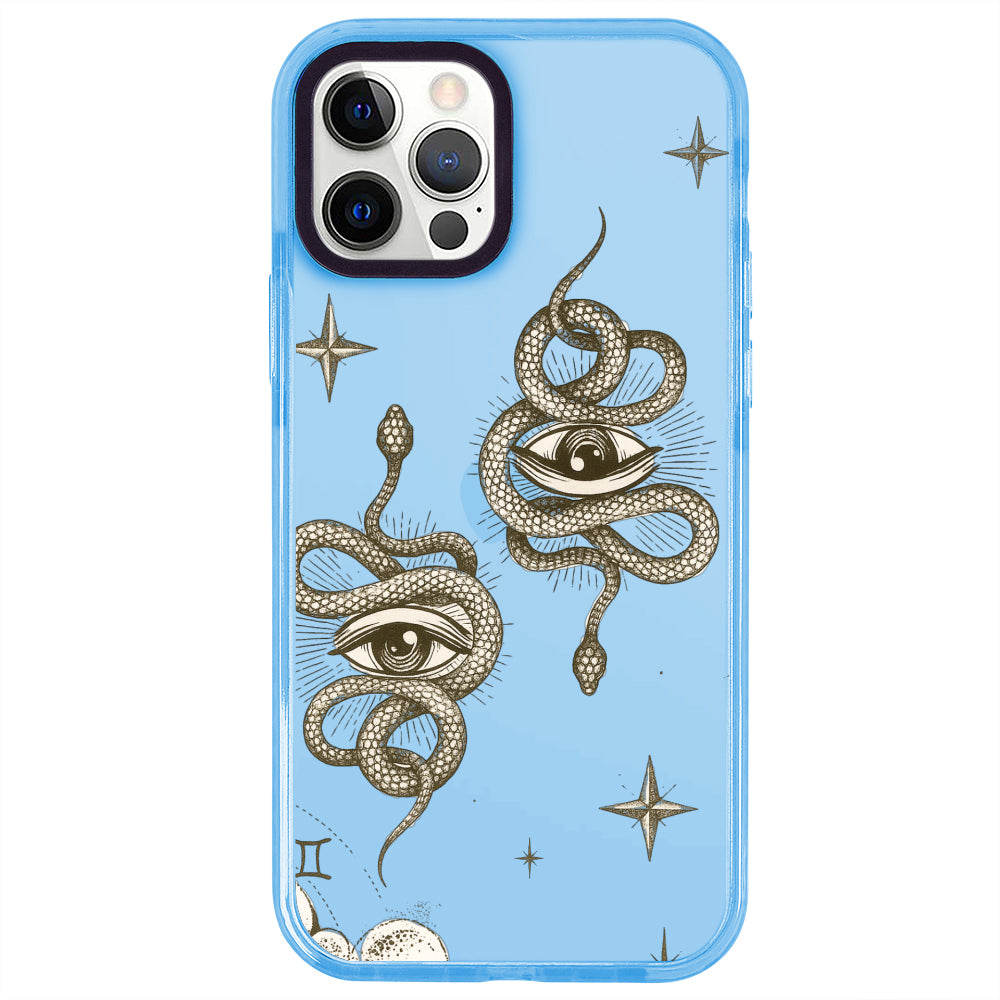 iPhone 12 Pro İkizler Burcu Soft Stars Telefon Kılıfı - Azure