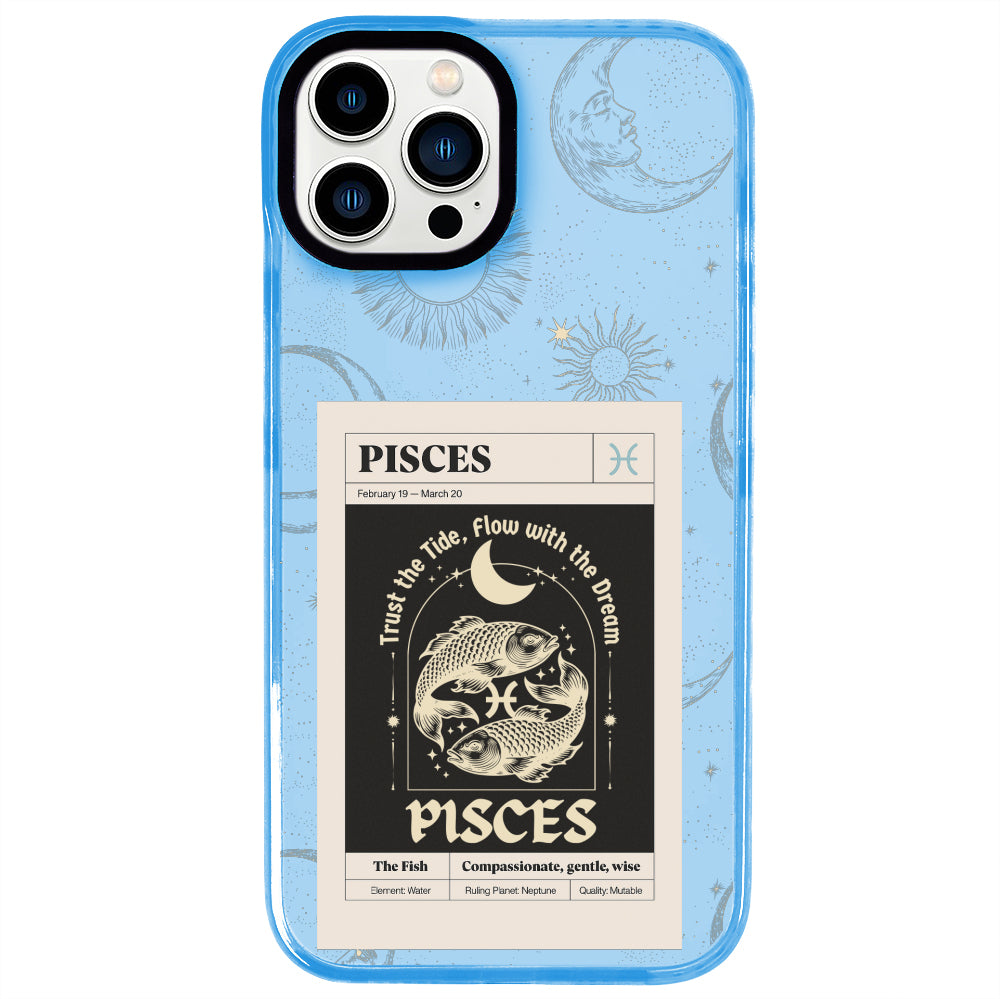iPhone 12 Pro Max Balık Burcu Sticker Mode Telefon Kılıfı - Azure