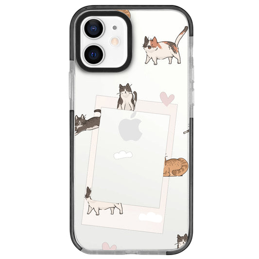 iPhone 12 Mini Cats Polaroid Telefon Kılıfı