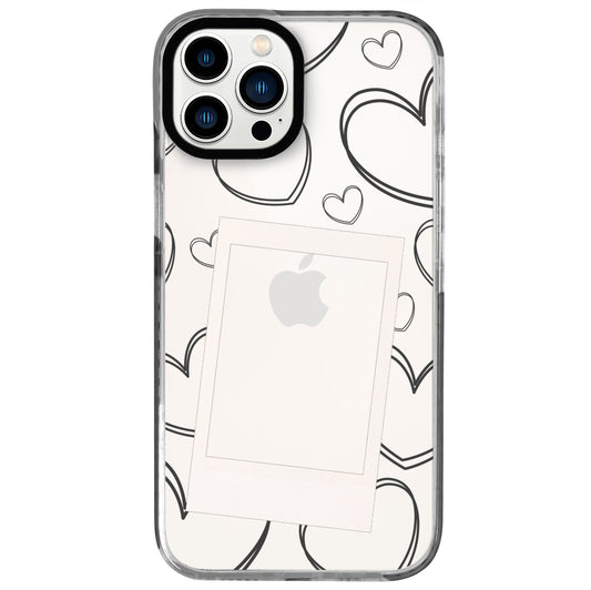 iPhone 12 Pro Max White Hearts Polaroid Telefon Kılıfı