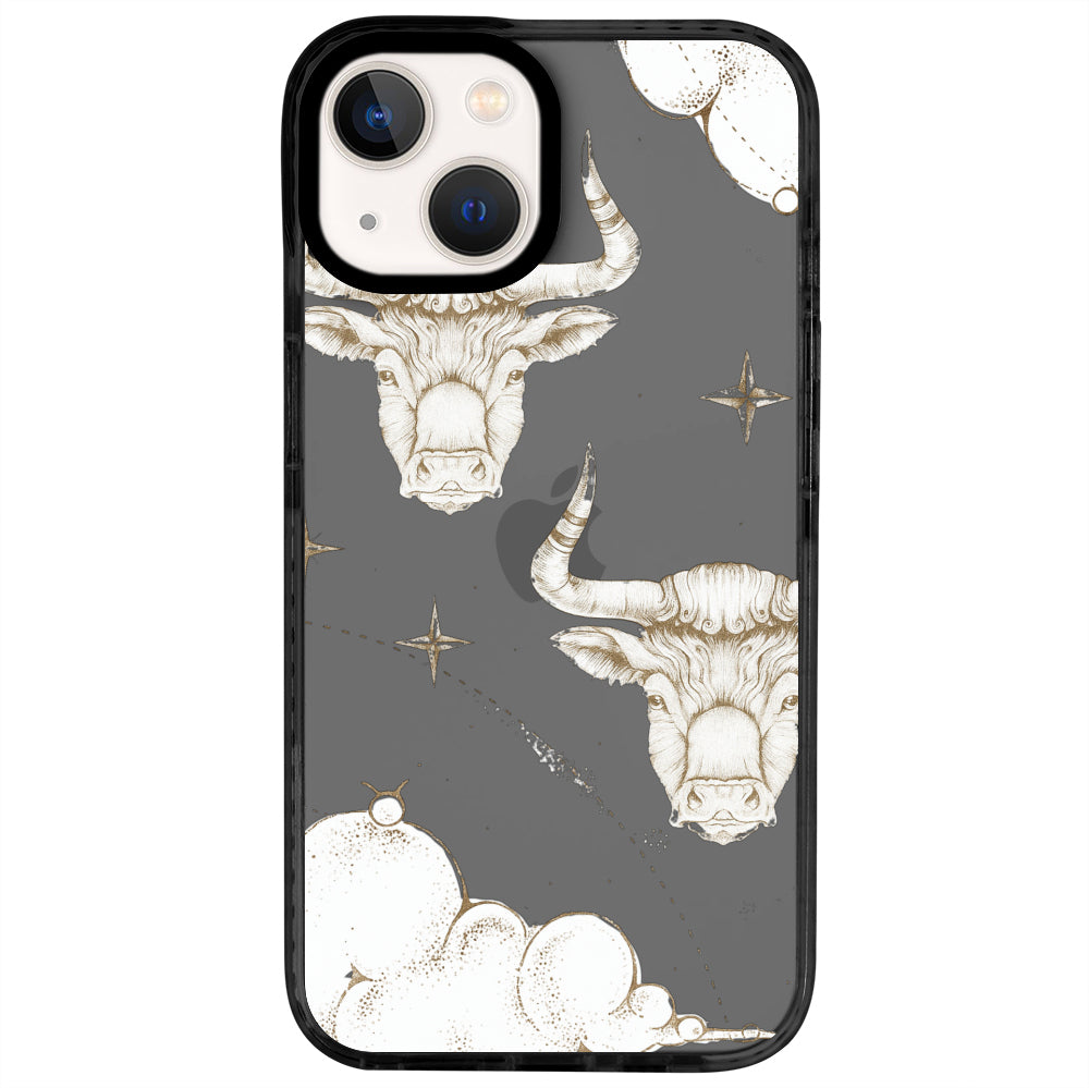 iPhone 13 Boğa Burcu Soft Stars Telefon Kılıfı - Cool Black