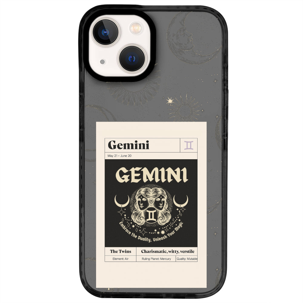 iPhone 13 İkizler Burcu Sticker Mode Telefon Kılıfı - Cool Black