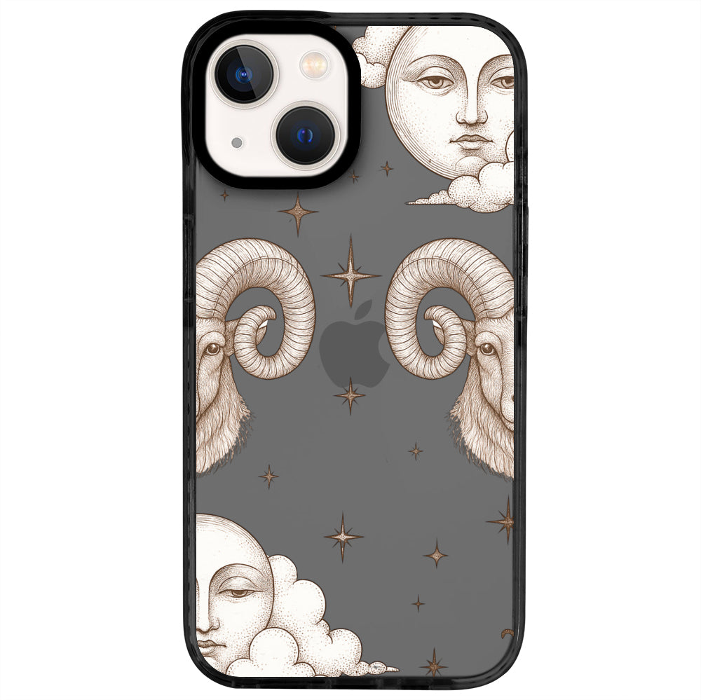 iPhone 13 Koç Burcu Soft Stars Telefon Kılıfı - Cool Black