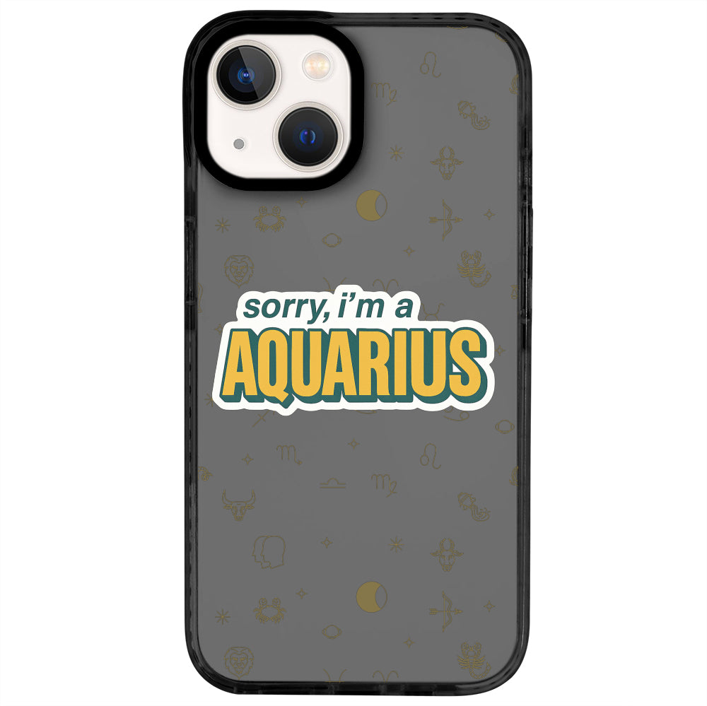 iPhone 13 Kova Burcu Sorry Zodiac Telefon Kılıfı - Cool Black