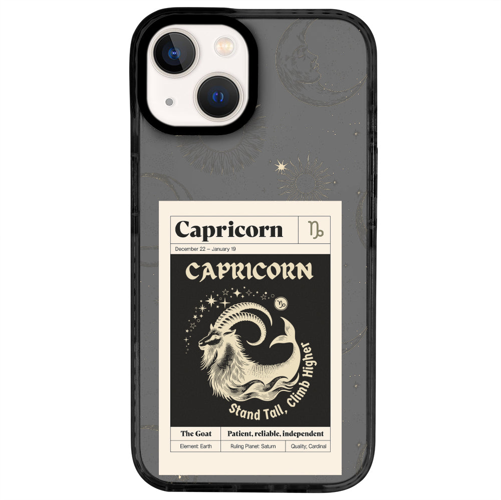 iPhone 13 Oğlak Burcu Sticker Mode Telefon Kılıfı - Cool Black