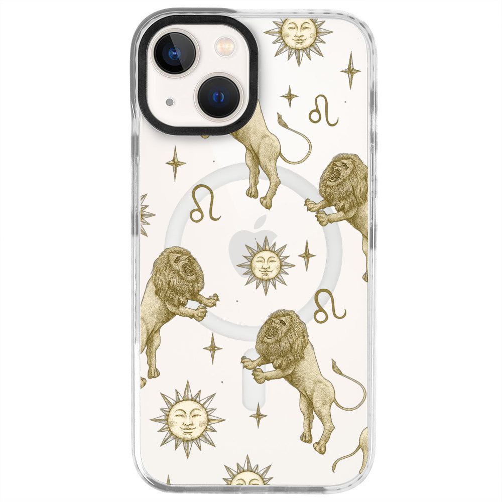 iPhone 13 Aslan Burcu Soft Stars Telefon Kılıfı - Beyaz