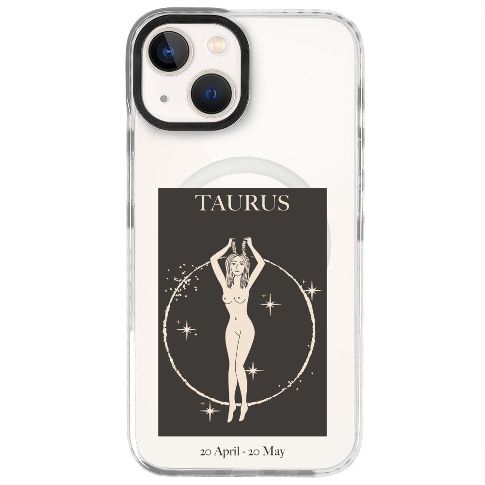 iPhone 13 Boğa Burcu History of Zodiac Telefon Kılıfı - Beyaz