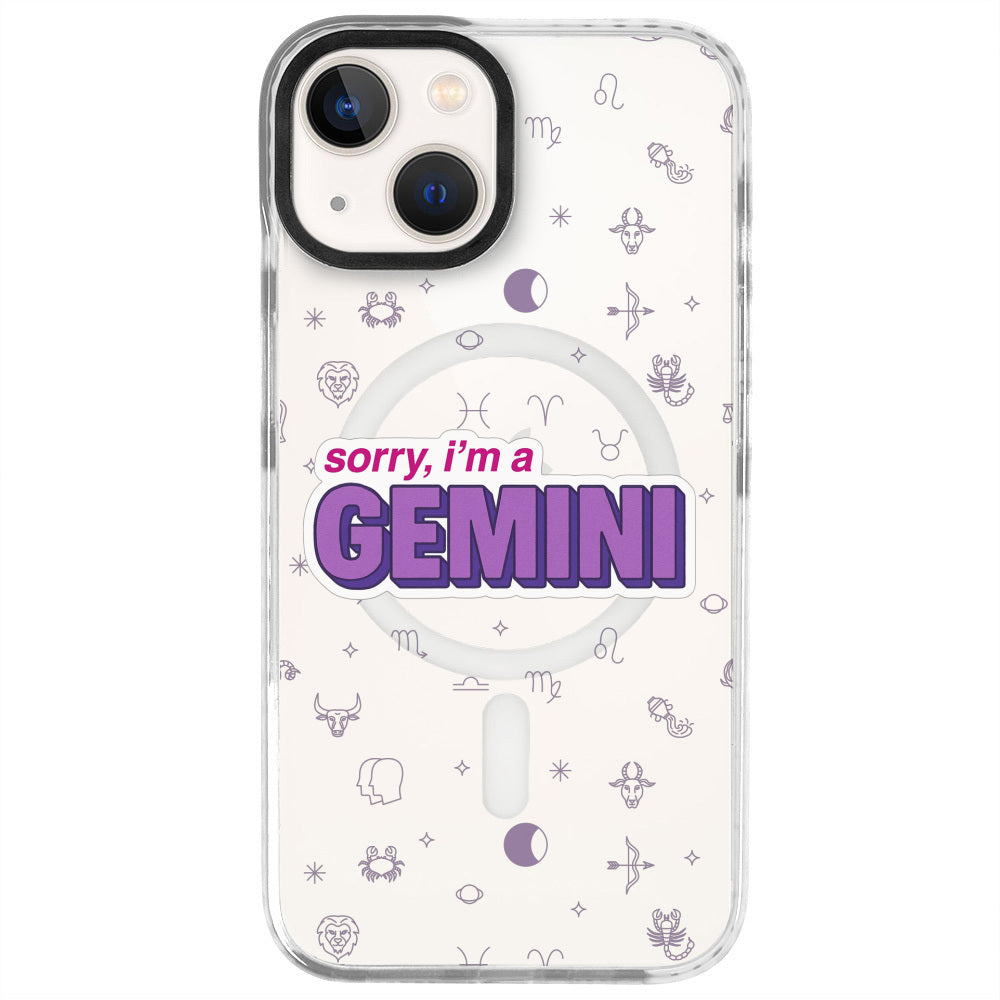 iPhone 13 İkizler Burcu Sorry Zodiac Telefon Kılıfı - Beyaz