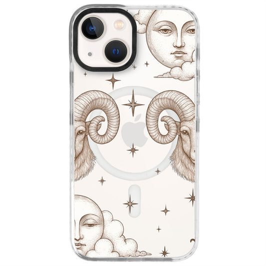 iPhone 13 Koç Burcu Soft Stars Telefon Kılıfı - Beyaz