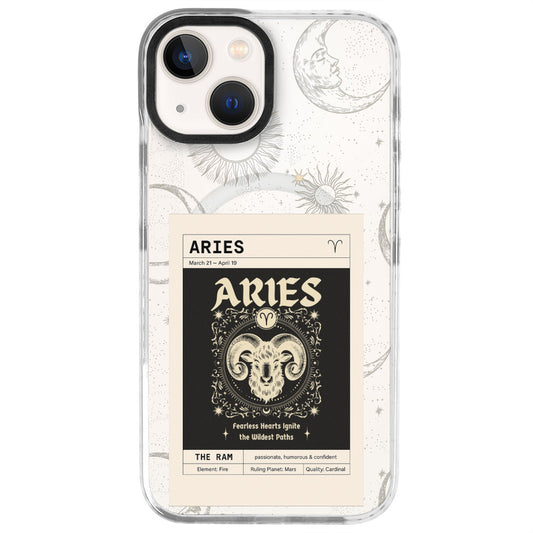 iPhone 13 Koç Burcu Sticker Mode Telefon Kılıfı - Beyaz
