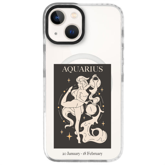 iPhone 13 Kova Burcu History of Zodiac Telefon Kılıfı - Beyaz