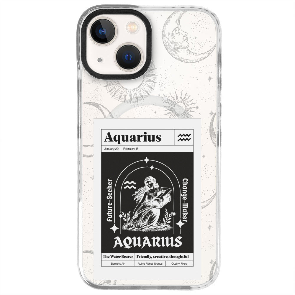 iPhone 13 Kova Burcu Sticker Mode Telefon Kılıfı - Beyaz