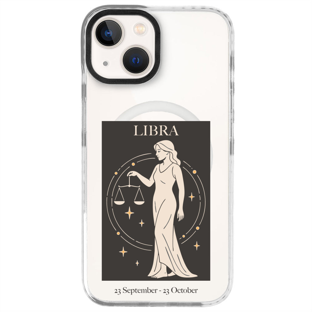iPhone 13 Terazi Burcu History of Zodiac Telefon Kılıfı - Beyaz
