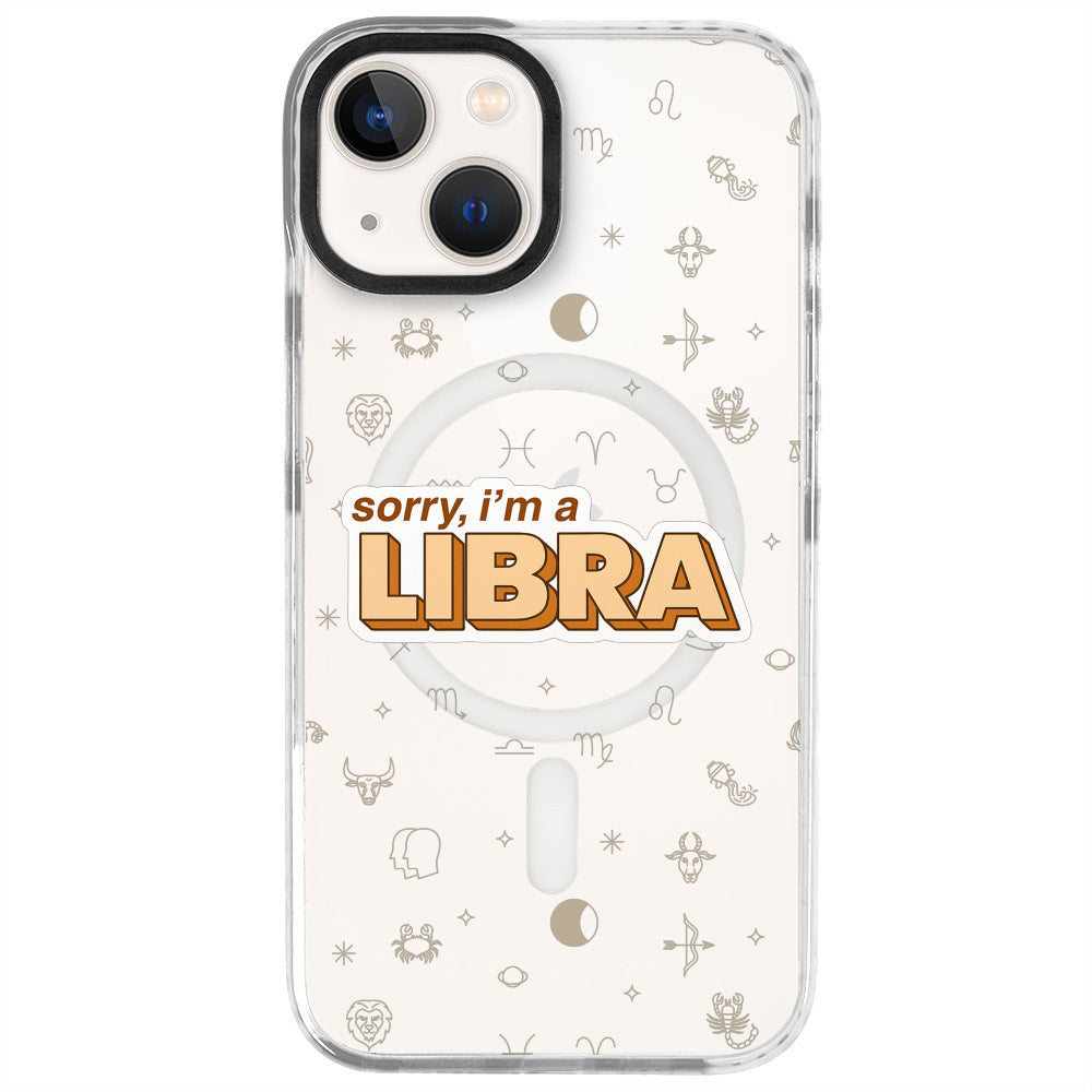 iPhone 13 Terazi Burcu Sorry Zodiac Telefon Kılıfı - Beyaz