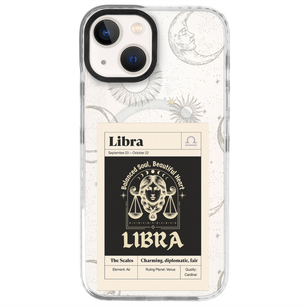 iPhone 13 Terazi Burcu Sticker Mode Telefon Kılıfı - Beyaz