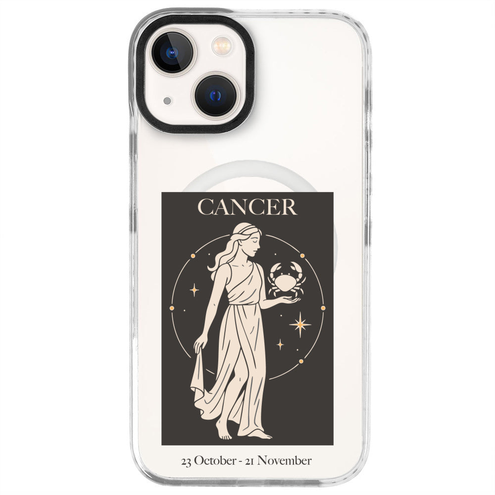 iPhone 13 Yengeç Burcu History of Zodiac Telefon Kılıfı - Beyaz