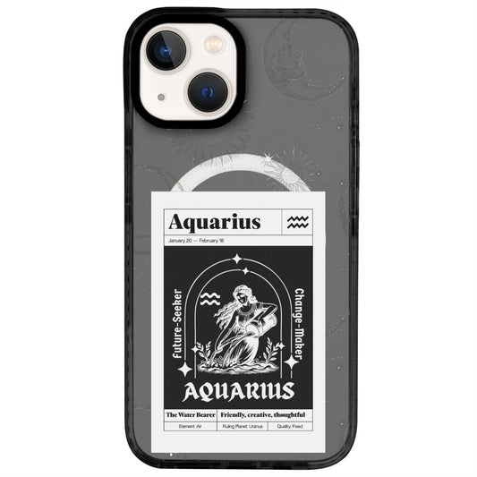 iPhone 13 Kova Burcu Sticker Mode Telefon Kılıfı - Cool Black