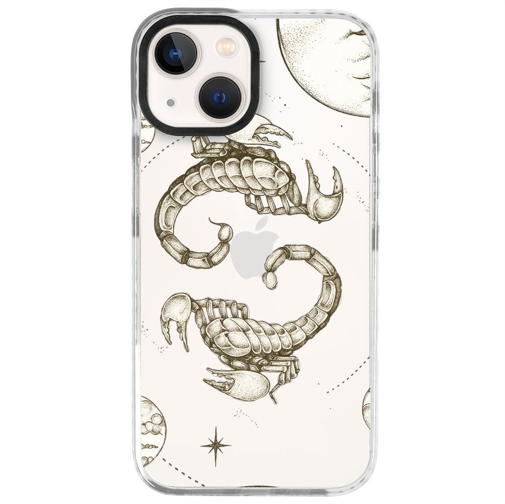 iPhone 13 Mini Akrep Burcu Soft Stars Telefon Kılıfı - Beyaz