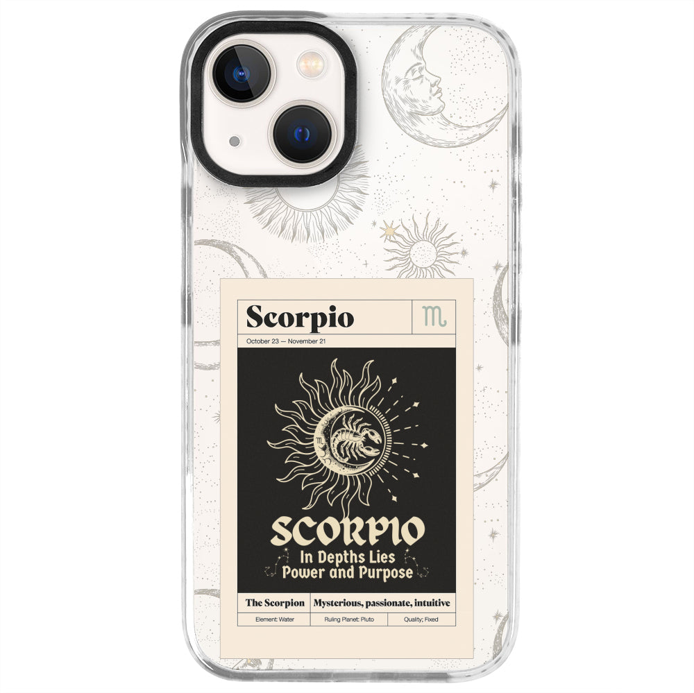 iPhone 13 Mini Akrep Burcu Sticker Mode Telefon Kılıfı - Beyaz