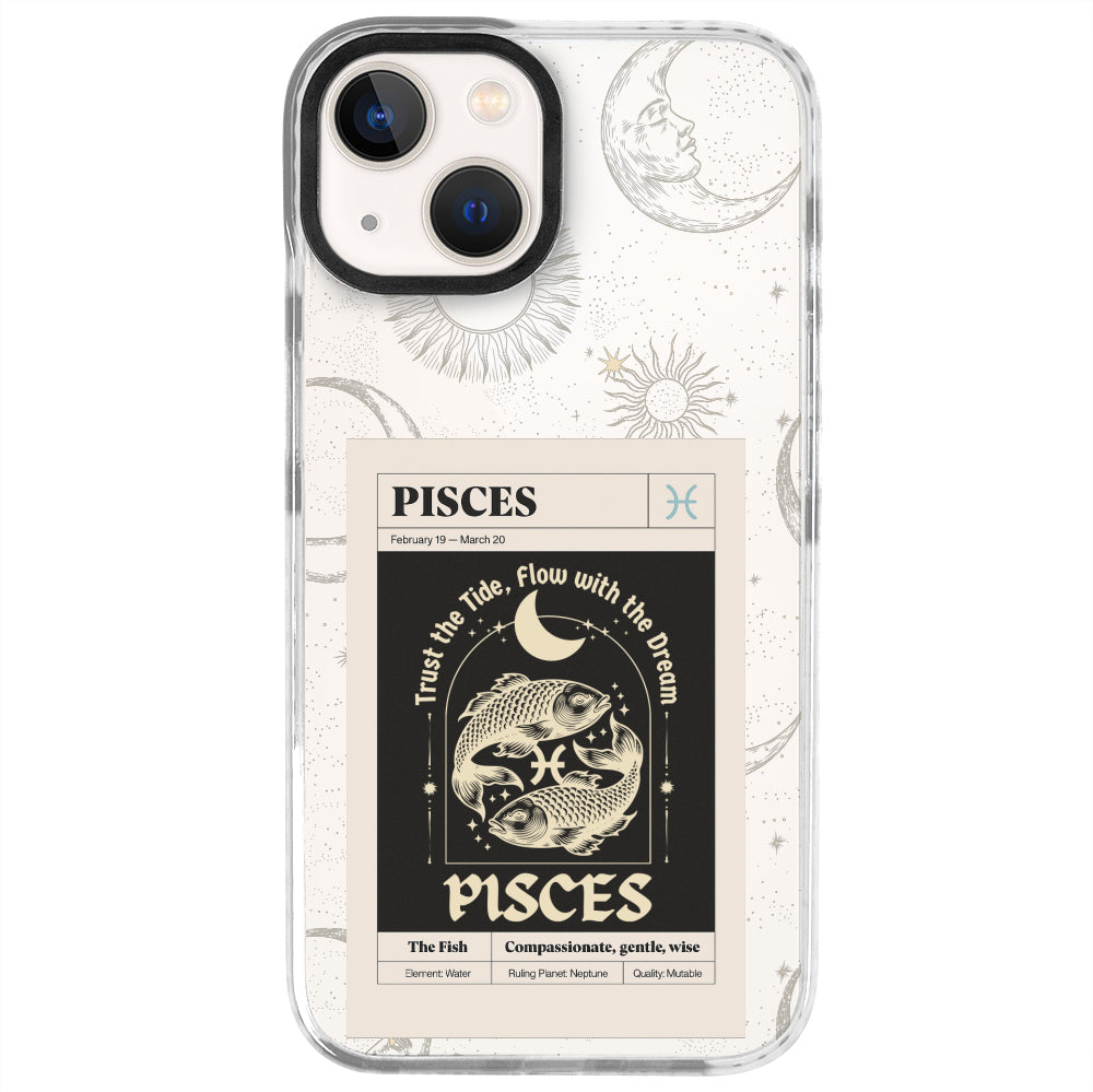 iPhone 13 Mini Balık Burcu Sticker Mode Telefon Kılıfı - Beyaz