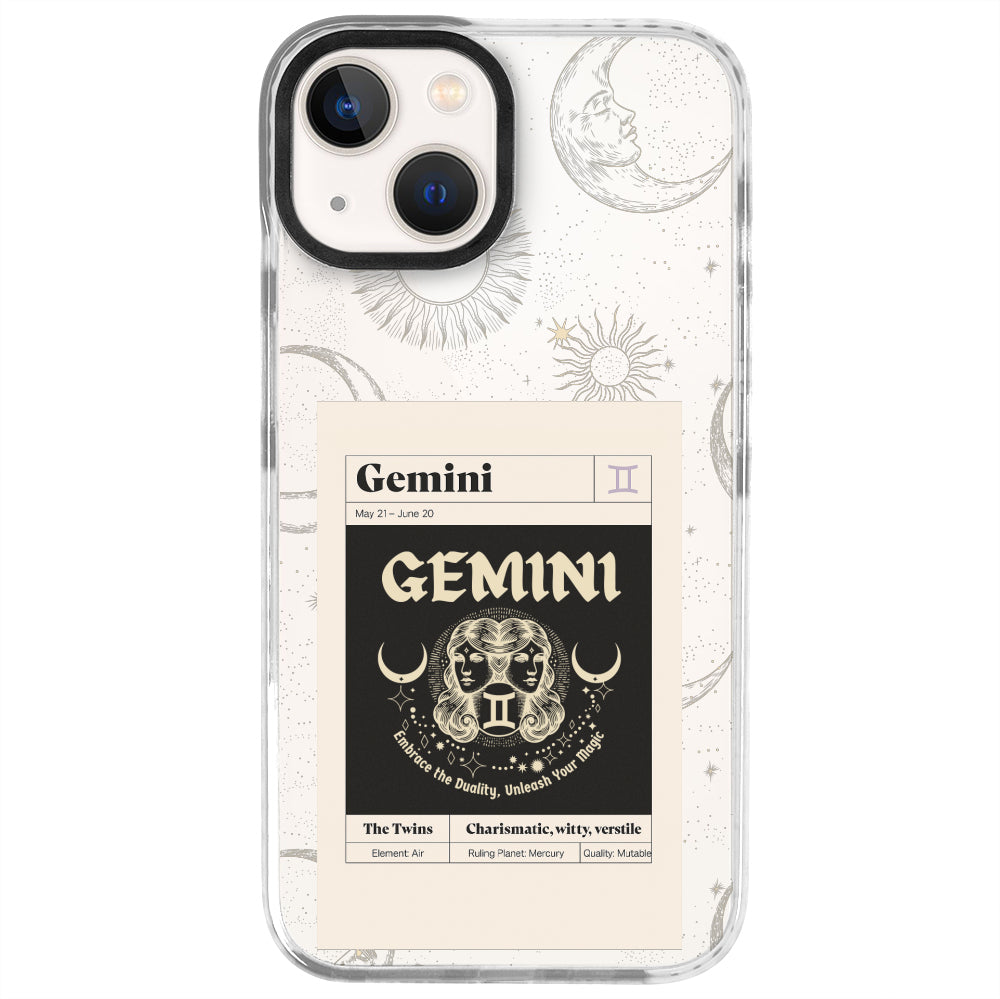 iPhone 13 Mini İkizler Burcu Sticker Mode Telefon Kılıfı - Beyaz