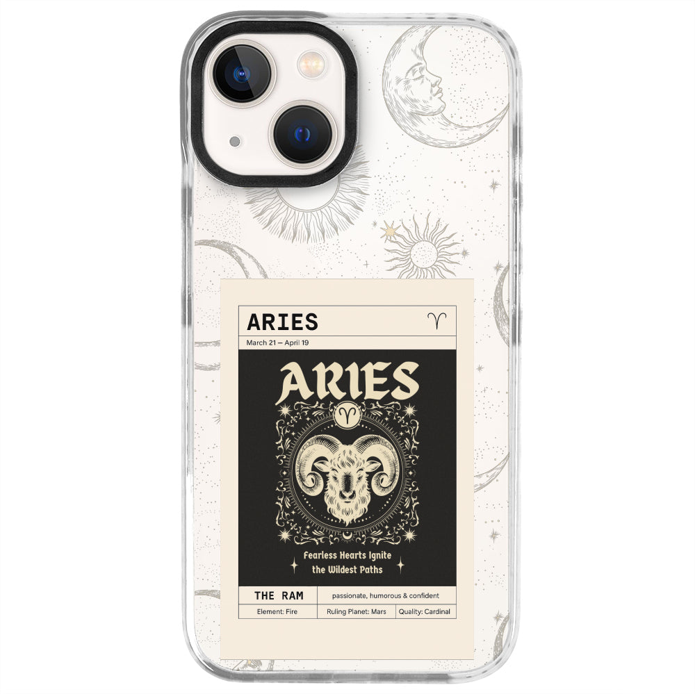 iPhone 13 Mini Koç Burcu Sticker Mode Telefon Kılıfı - Beyaz