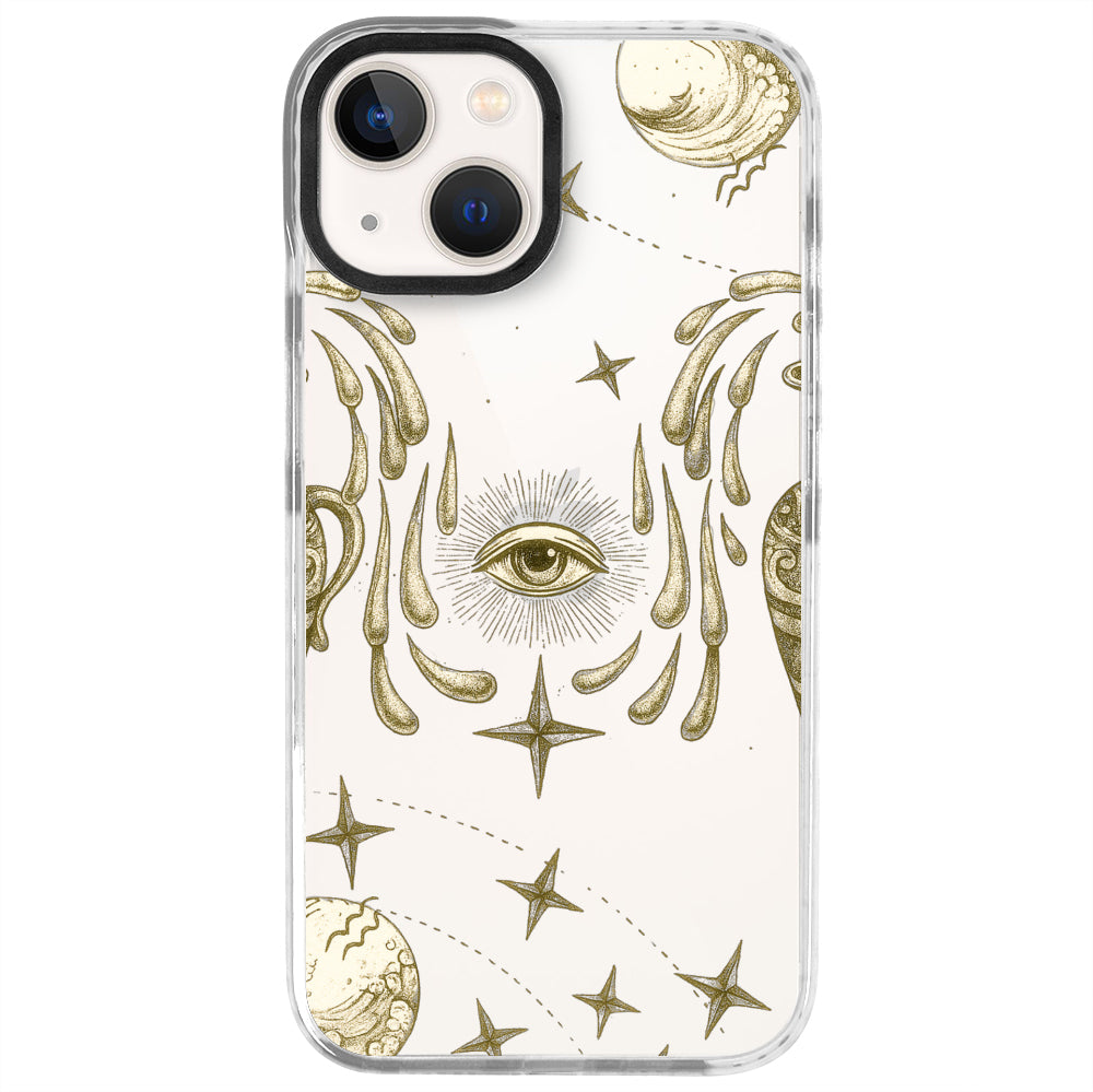 iPhone 13 Mini Kova Burcu Soft Stars Telefon Kılıfı - Beyaz