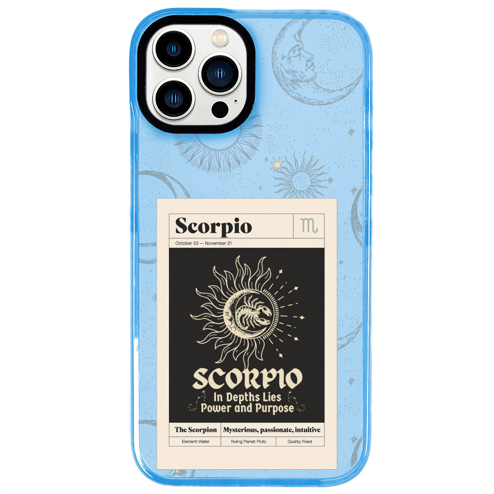 iPhone 13 Pro Akrep Burcu Sticker Mode Telefon Kılıfı - Azure