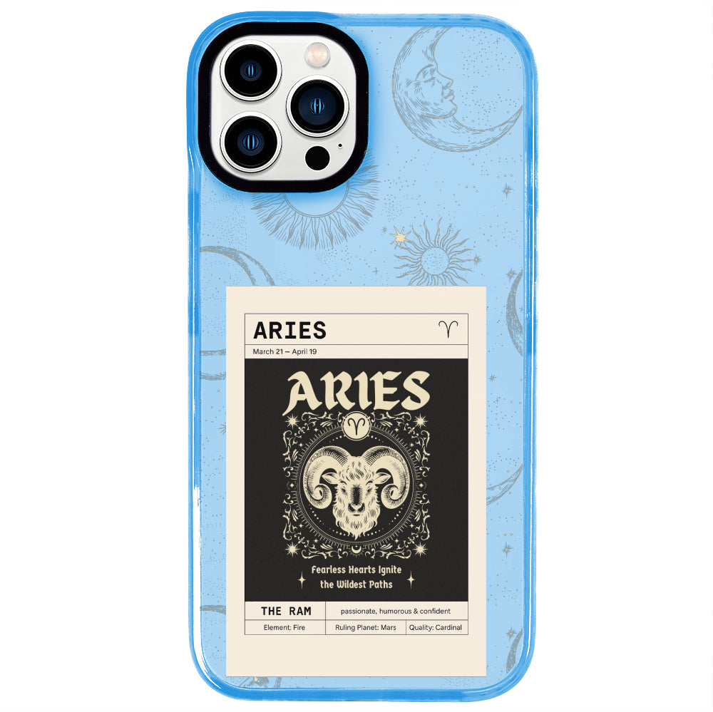 iPhone 13 Pro Koç Burcu Sticker Mode Telefon Kılıfı - Azure