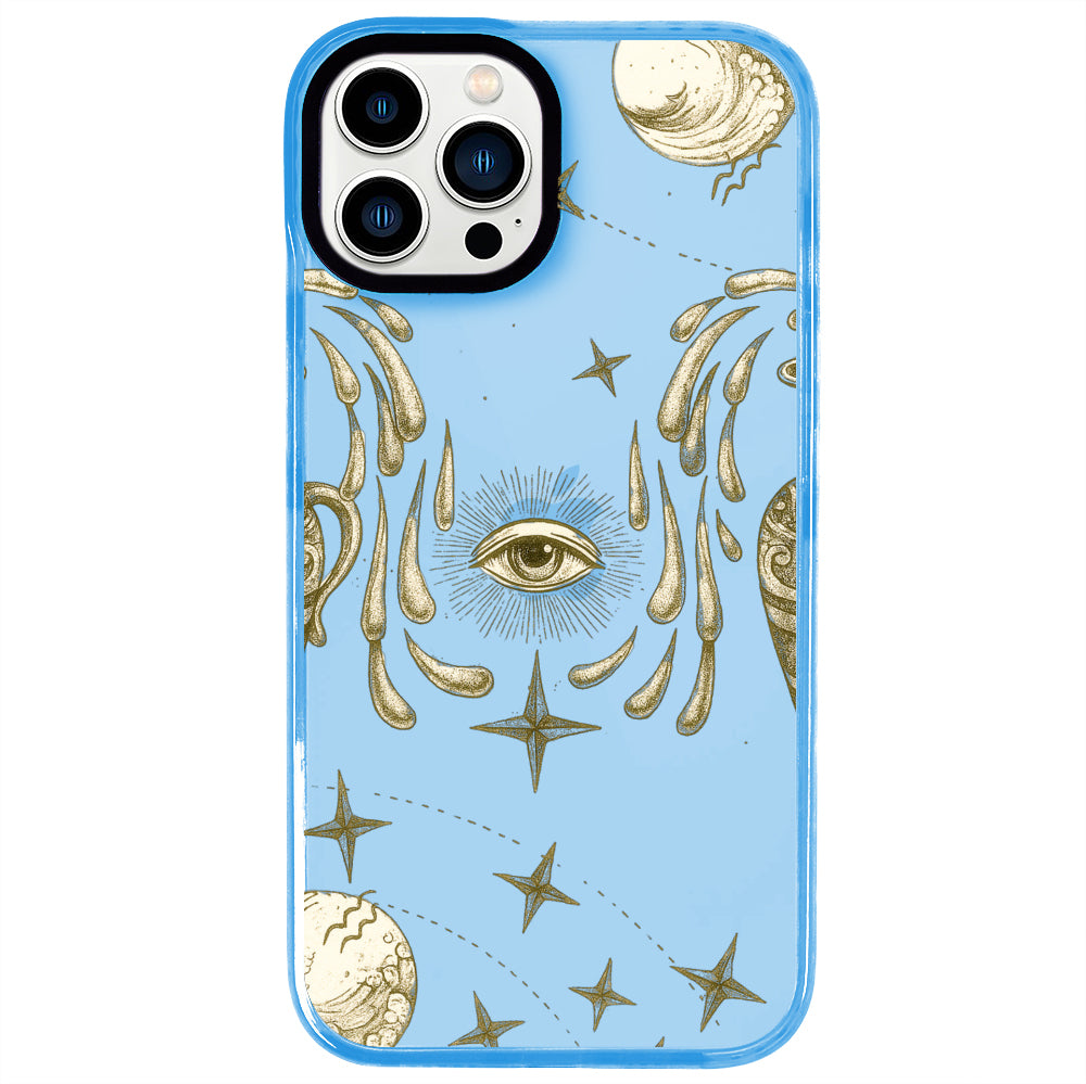 iPhone 13 Pro Kova Burcu Soft Stars Telefon Kılıfı - Azure