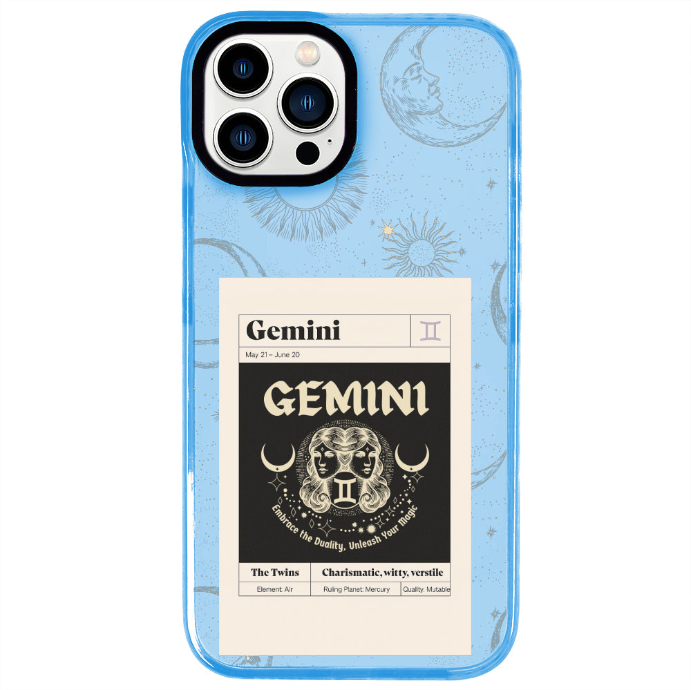 iPhone 13 Pro Max İkizler Burcu Sticker Mode Telefon Kılıfı - Azure