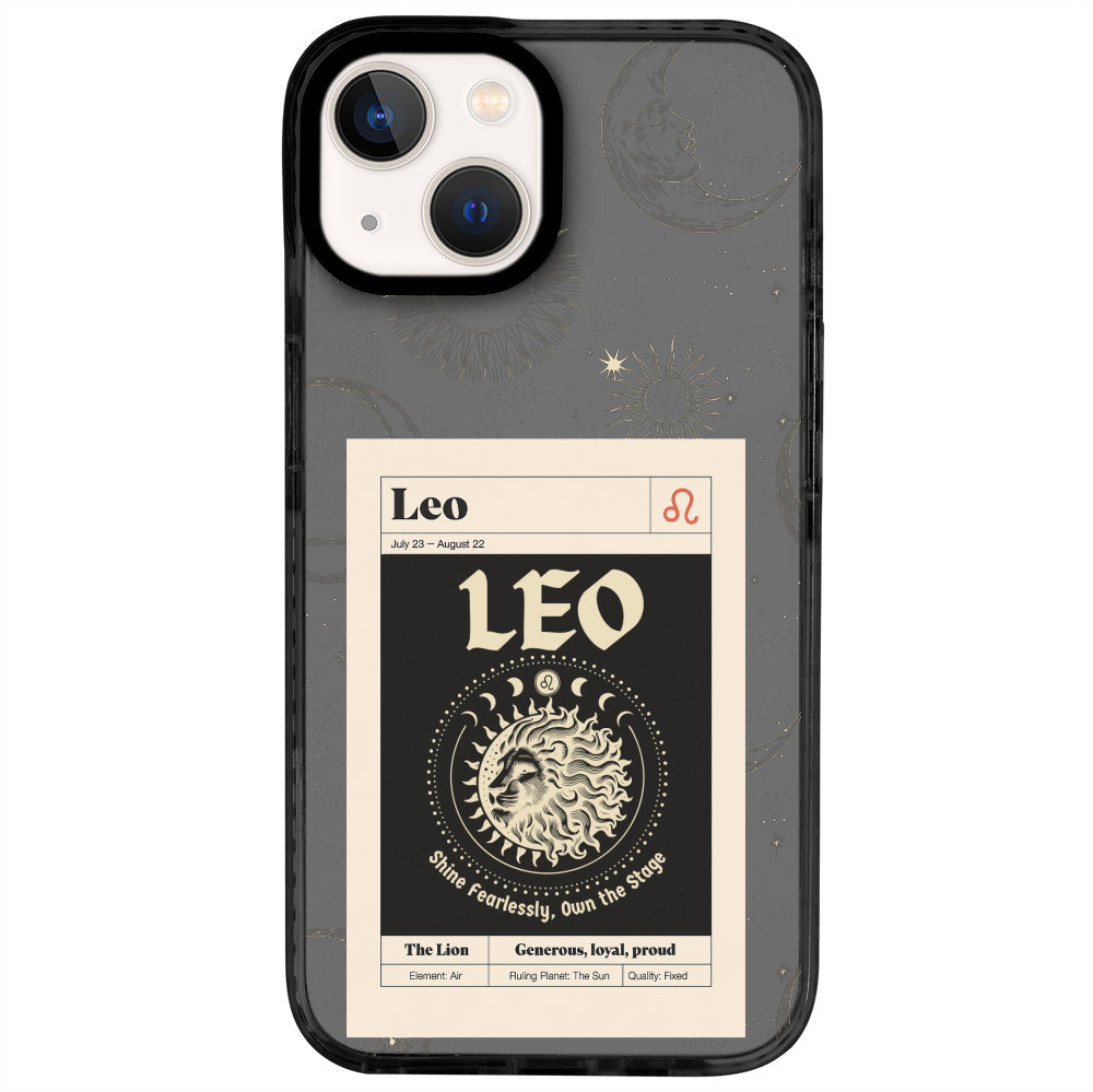 iPhone 14 Aslan Burcu Sticker Mode Telefon Kılıfı - Cool Black