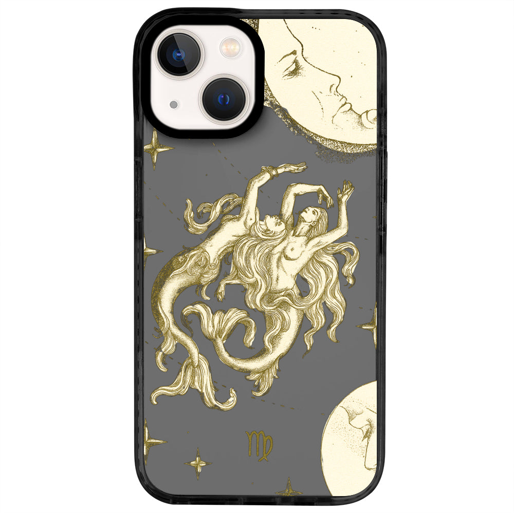 iPhone 14 Başak Burcu Soft Stars Telefon Kılıfı - Cool Black