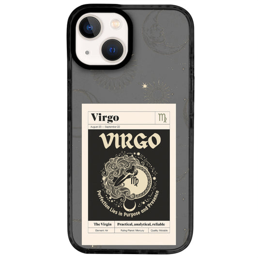 iPhone 14 Başak Burcu Sticker Mode Telefon Kılıfı - Cool Black