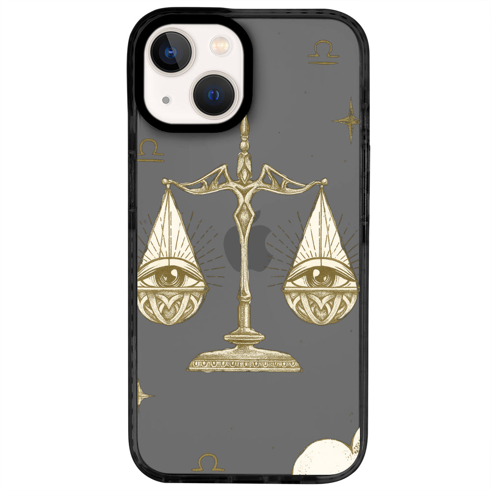 iPhone 14 Terazi Burcu Soft Stars Telefon Kılıfı - Cool Black