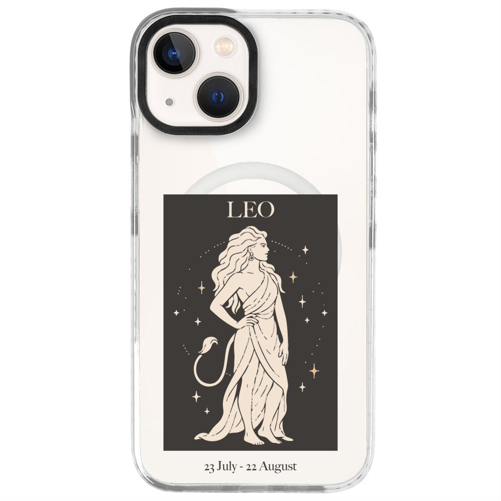 iPhone 14 Aslan Burcu History of Zodiac Telefon Kılıfı - Beyaz