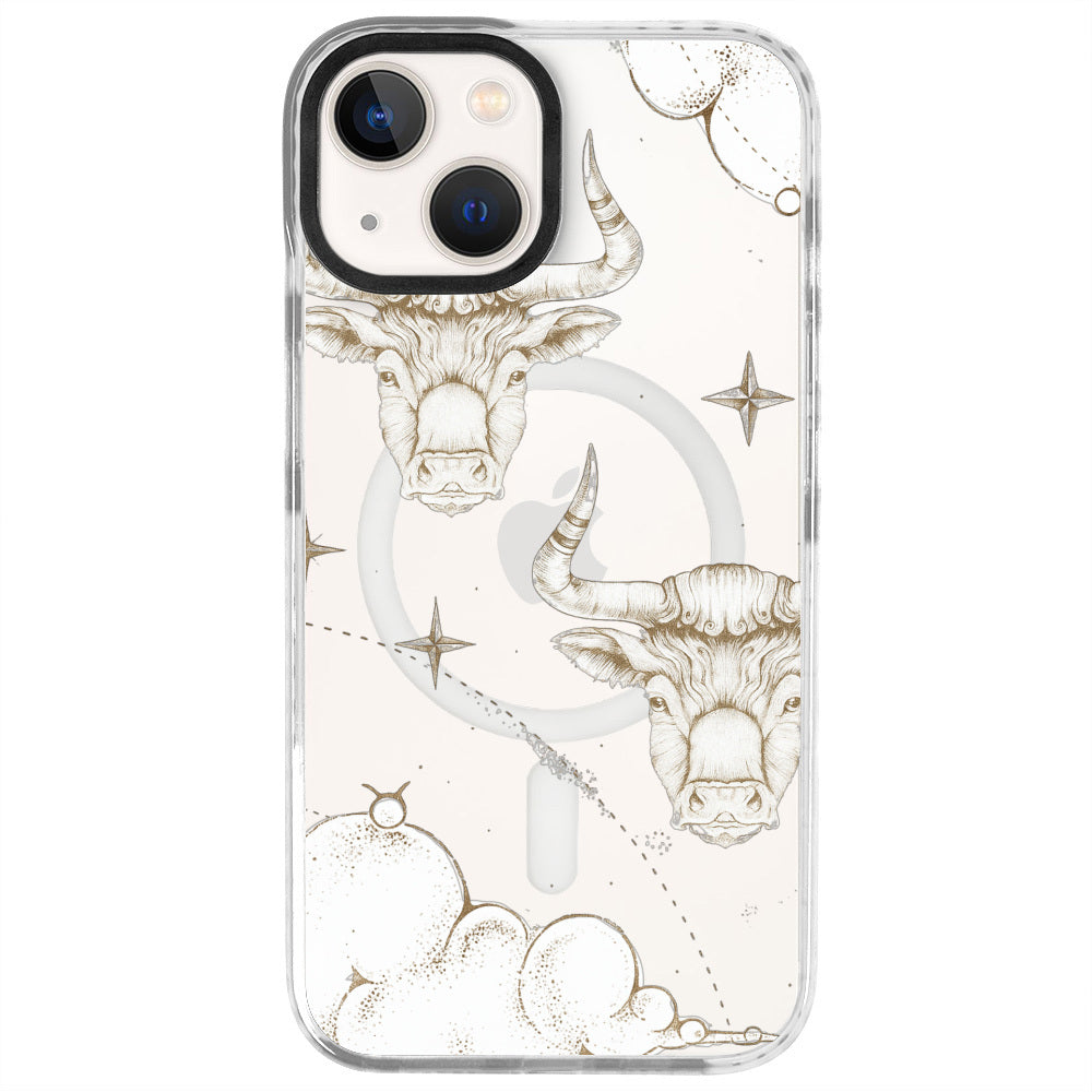iPhone 14 Boğa Burcu Soft Stars Telefon Kılıfı - Beyaz