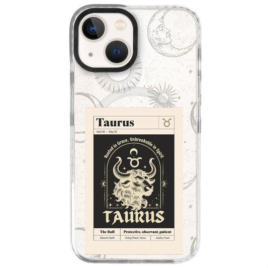iPhone 14 Boğa Burcu Sticker Mode Telefon Kılıfı - Beyaz