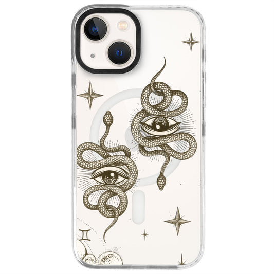 iPhone 14 İkizler Burcu Soft Stars Telefon Kılıfı - Beyaz