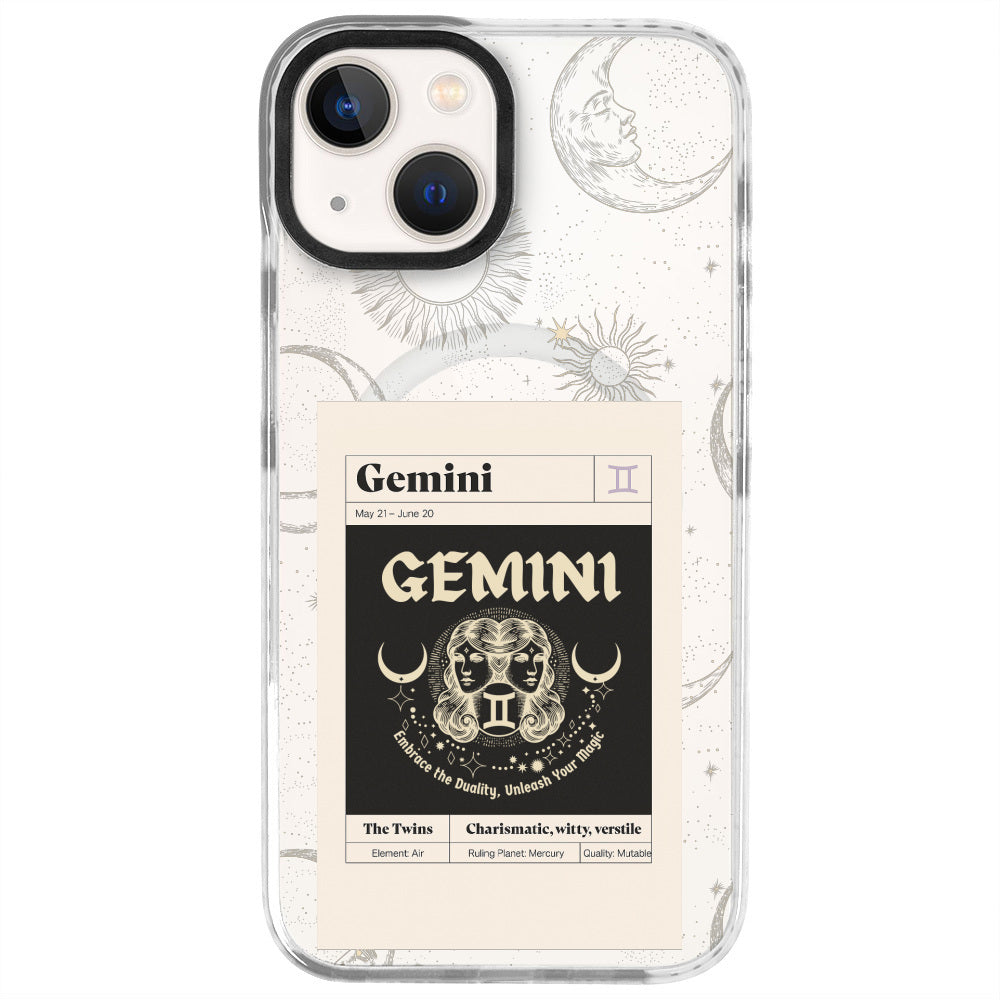 iPhone 14 İkizler Burcu Sticker Mode Telefon Kılıfı - Beyaz