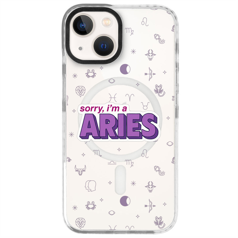 iPhone 14 Koç Burcu Sorry Zodiac Telefon Kılıfı - Beyaz