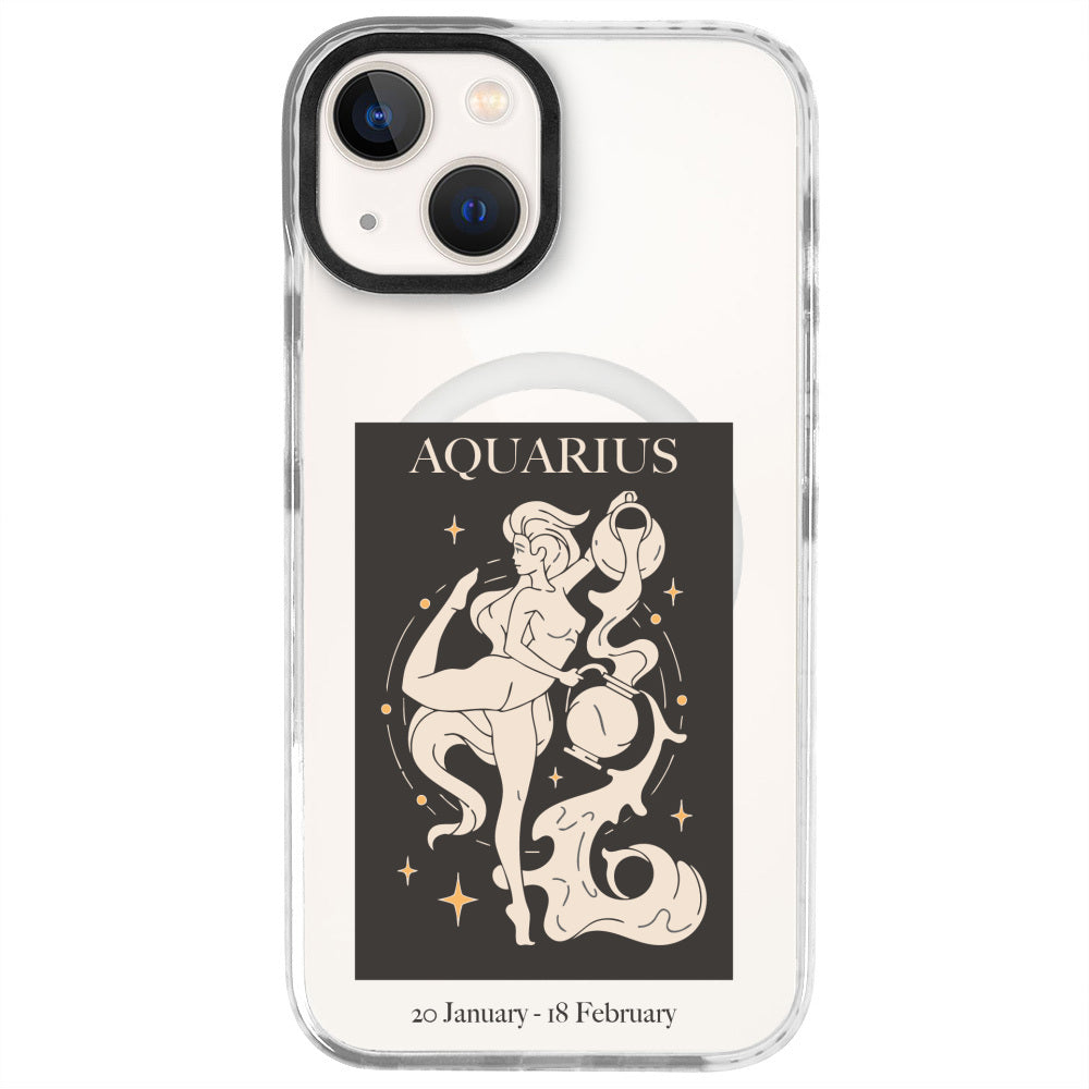 iPhone 14 Kova Burcu History of Zodiac Telefon Kılıfı - Beyaz