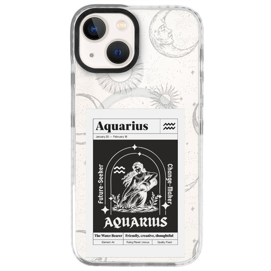 iPhone 14 Kova Burcu Sticker Mode Telefon Kılıfı - Beyaz