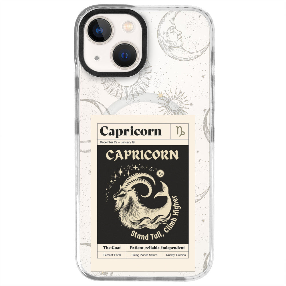 iPhone 14 Oğlak Burcu Sticker Mode Telefon Kılıfı - Beyaz